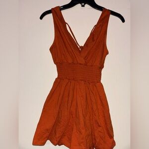 Front wrap romper with back string ties